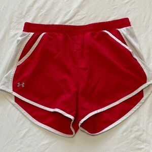 Under Armour Red and White Athletic Shorts